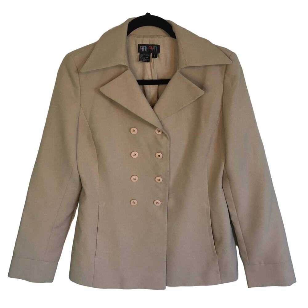 Colour Eighteen Sand Colored Button Down Blazer Jacket Peacoat - Size 8